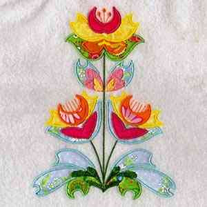 Applique Folkart Flowers Embroidery Design #19
