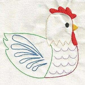 Colorline Folk Art Chickens Embroidery Design #18