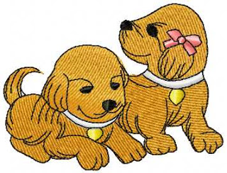 Two puppies free embroidery design #39