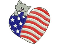 American Heart Kitty Cat Free Machine Embroidery Design #117
