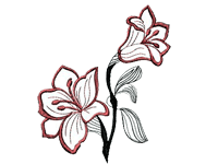 Red Flower Outline Free Embroidery Design #185