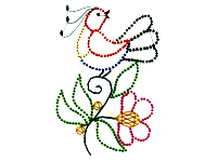 Bird & Flower Candlewick Free Embroidery Design #584