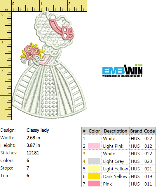 Classy lady free embroidery design 973  embwin