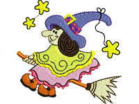 Fly witch Free Embroidery Design #1038