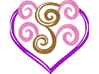 Frilled heart Free Embroidery Design #1000