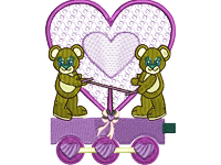 Teddy Bear Love Train Free Embroidery Design #1047