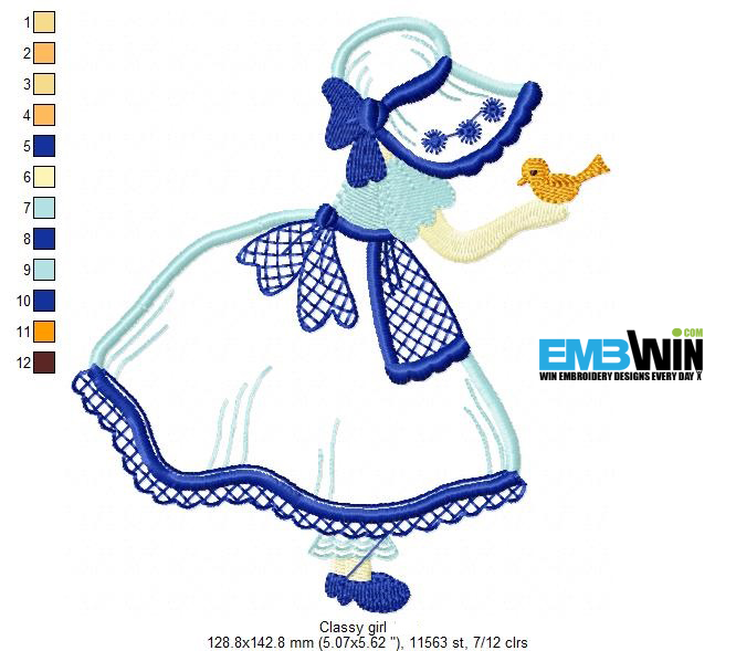 Classy girl free embroidery design 1187  embwin