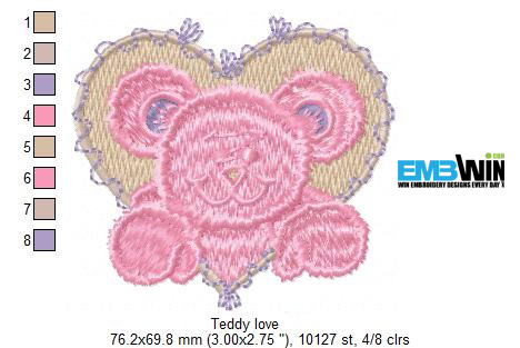 Teddy love free embroidery design 1211  embwin