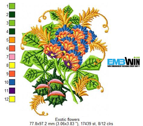 Exotic flowers free embroidery design 1216  embwin Exotic flowers free embroidery design 1216  embwin