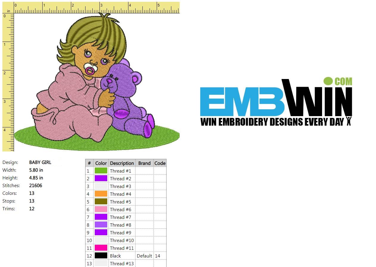 BABY GIRL FREE EMBROIDERY DESIGN 1304 – EmbWin – Free Embroidery Designs