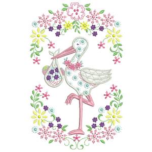 STORK FLOWER FREE EMBROIDERY DESIGN 1302