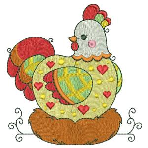 INCUBATING CHICKEN FREE EMBROIDERY DESIGN 1356