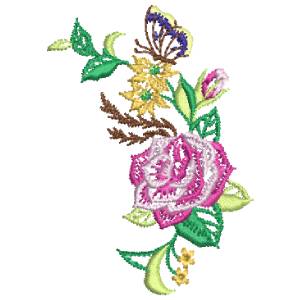 BUTTERFLY FLOWERS FREE EMBROIDERY DESIGN 1342