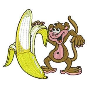 BANANA MONKEY FREE EMBROIDERY DESIGN 1381