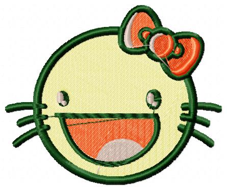 Smile kitty Emoji Free Embroidery Design 1417