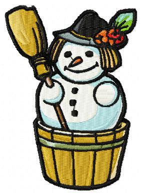 Snowmanbucket Christmas Free Embroidery Design 1419