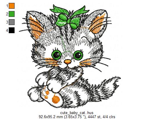 Cute Babe Cat Free Embroidery Design 1446