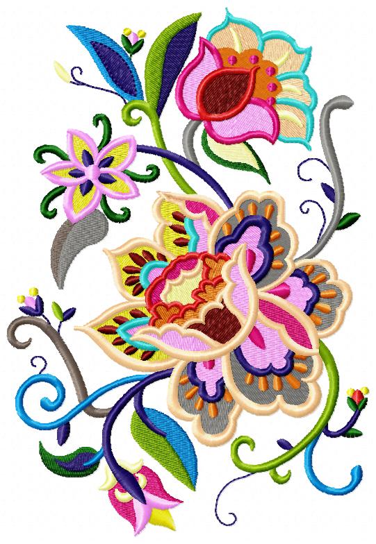 Colorful Flowers Free Embroidery Design