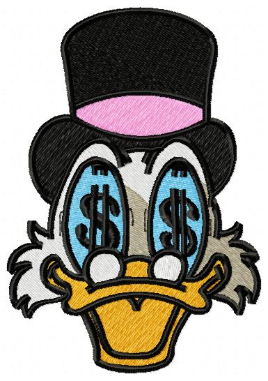 Money in Donald eyes Free Embroidery Design