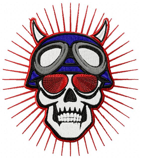Skull Biker Free Embroidery Design