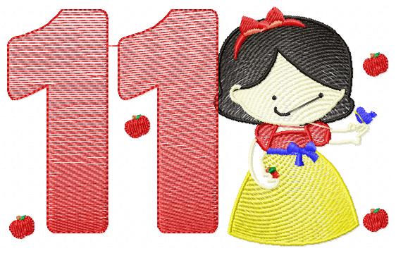 Pricess Girl Number Eleven Free Embroidery Design