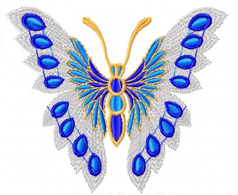 Butterfly Blue Royal Free Embroidery Design
