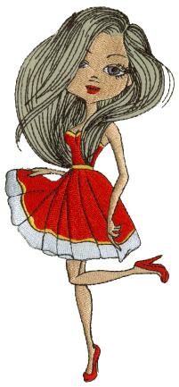 Girl Red Dress Free Embroidery Design