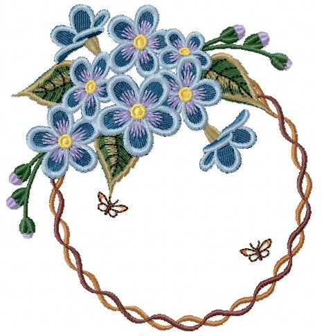 Blue Flowers Crown Free Embroidery Design