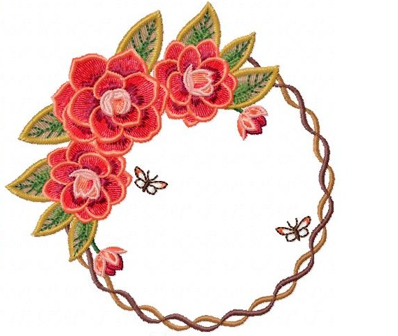 Red Flowers Crown Free Embroidery Design