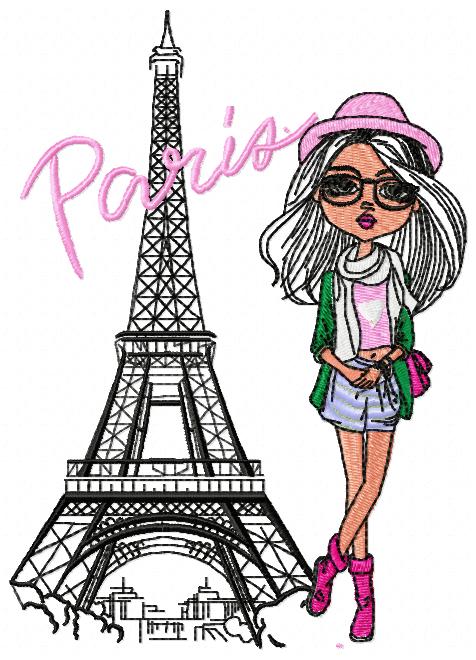 Paris Girl Free Embroidery Design