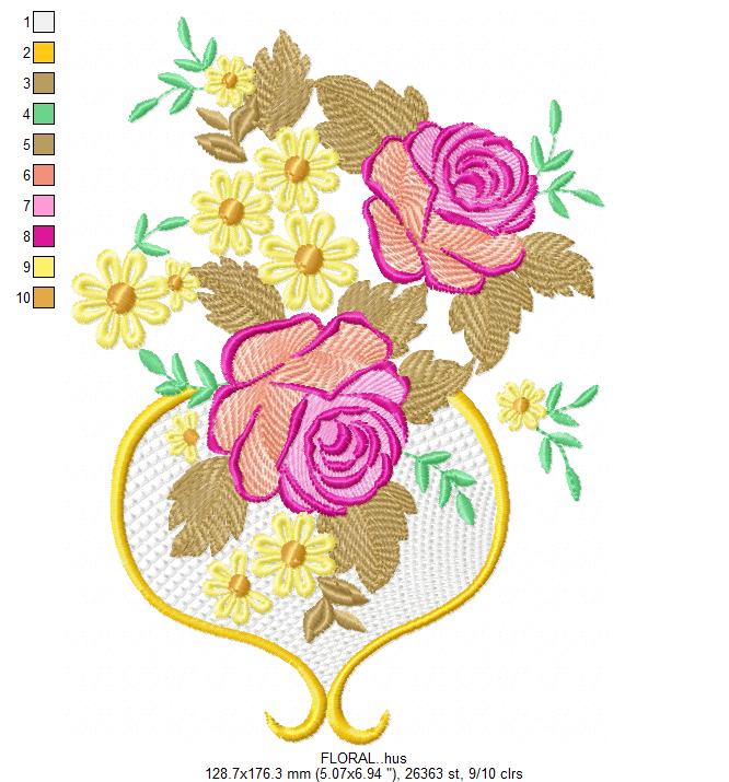 Amazing Colorful Flowers Embroidery Free Digital File