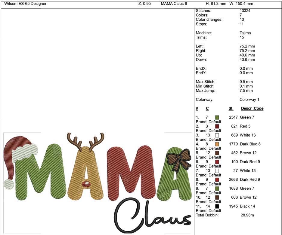 Mama Claus Free Christmas Embroidery Design