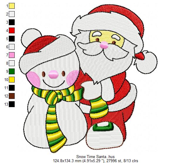 Snow Time Santa Embroidery Free Digital File