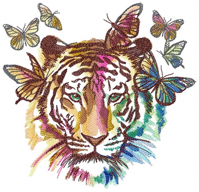 Tiger Butterfly Stunning Embroidery Free Digital File