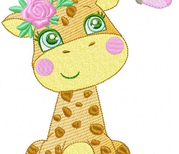 Giraffe Animal Girl Free Embroidery Design