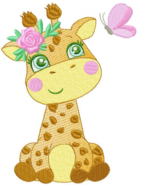 Giraffe Animal Girl Free Embroidery Design