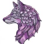 Wolf Colorful Leaves Embroidery Free Digital File