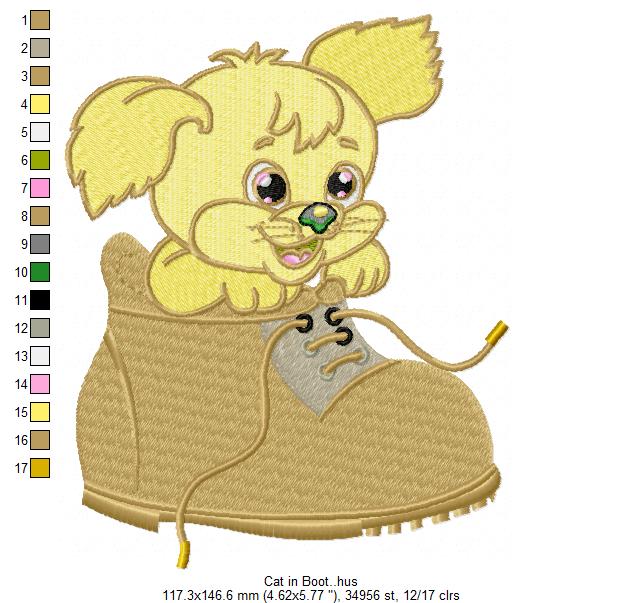 Cat in Boot Free Embroidery Design