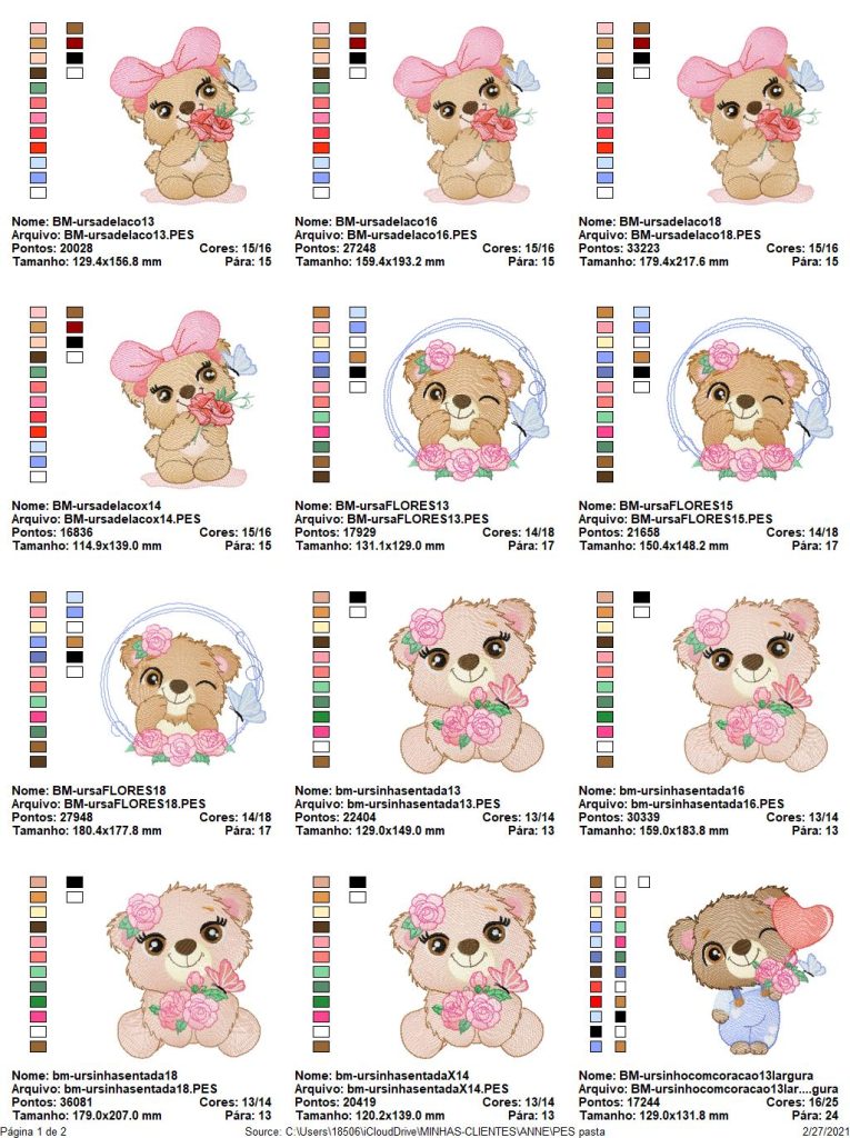 Pink Bear Girl Free Embroidery Design