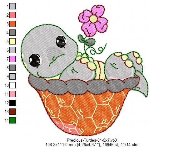 Precious Sleeping Turtle Free Embroidery Design