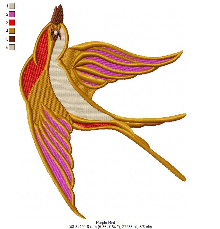 Purple Bird Free Embroidery Design