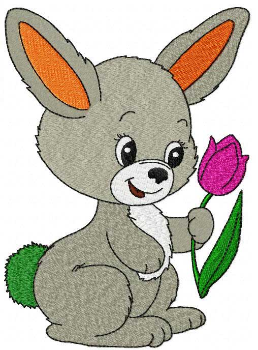 Katty Rabbit Flower Free Embroidery Design