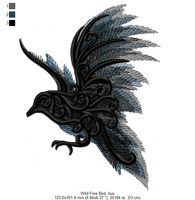 Wild Free Bird Free Embroidery Design