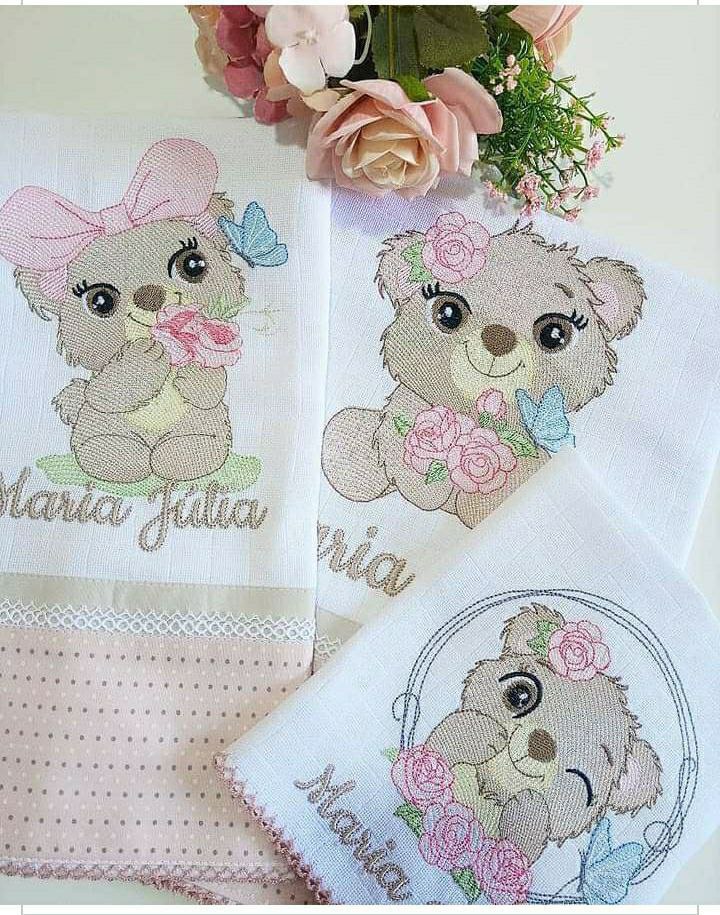 Bear Pink Outline Free Embroidery Design