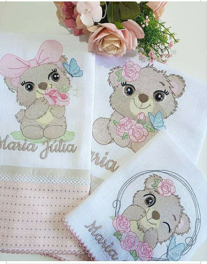 Pink Bear Girl Free Embroidery Design