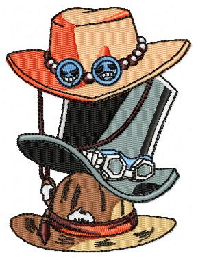 Luffy Ace Sabo Hats Free Embroidery Design