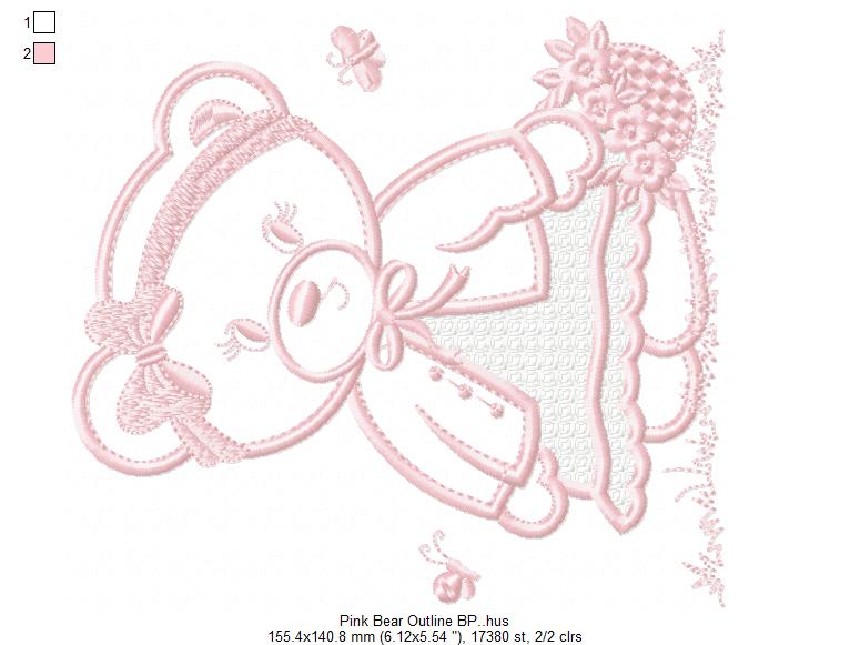 Bear Pink Outline Free Embroidery Design