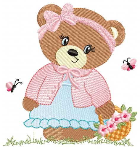 Pink Bear Girl Free Embroidery Design