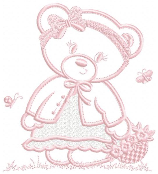 Bear Pink Outline Free Embroidery Design