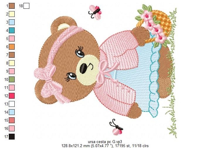 Pink Bear Girl Free Embroidery Design